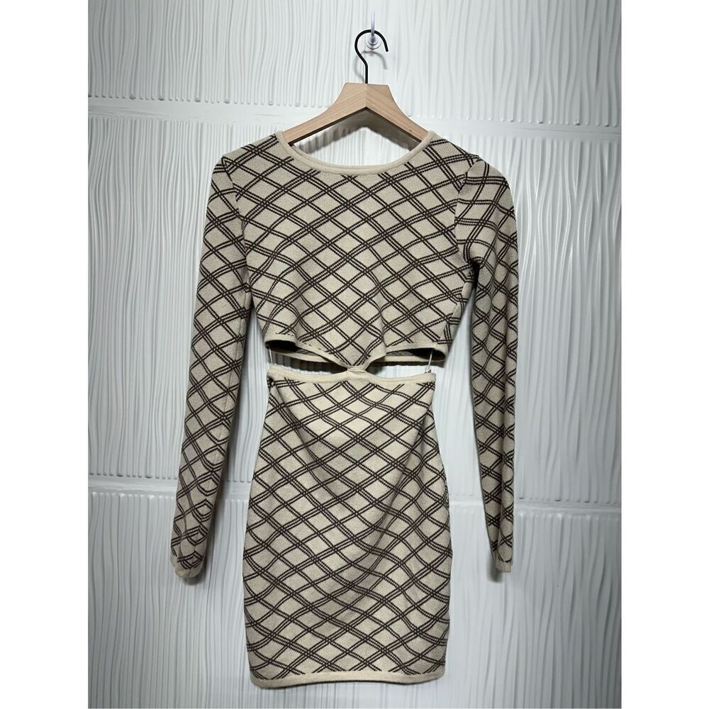 Princess Polly LAUREL MINI DRESS CREAM / BROWN - Picture 2 of 7